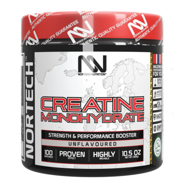 Nortech Creatine Monohydrate 300g, Không vị (100 Liều)
