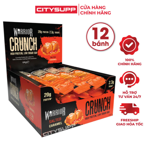 Warrior CRUNCH BAR (Hộp 12 Thanh), Thanh Protein Thay Thế Bữa Ăn